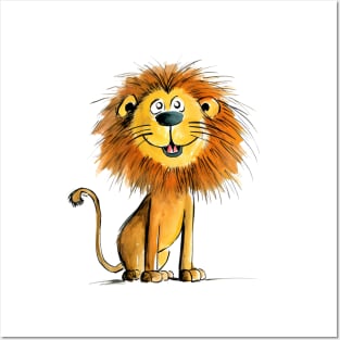 Happy Cartoon Lion Posters and Art